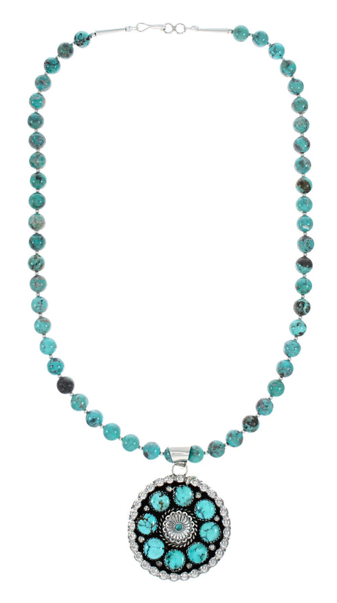 Authentic Navajo Turquoise Sterling Silver Necklace NX12323