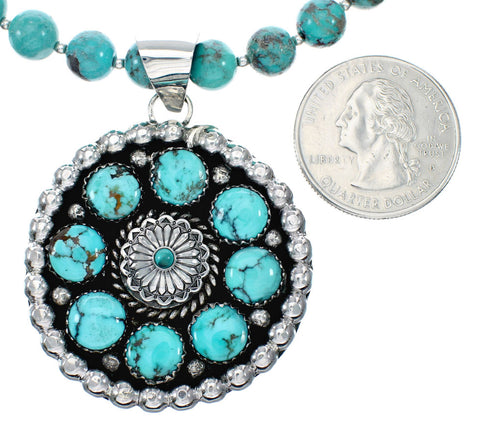 Authentic Navajo Turquoise Sterling Silver Necklace NX12323