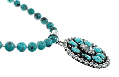 Authentic Navajo Turquoise Sterling Silver Necklace NX12323