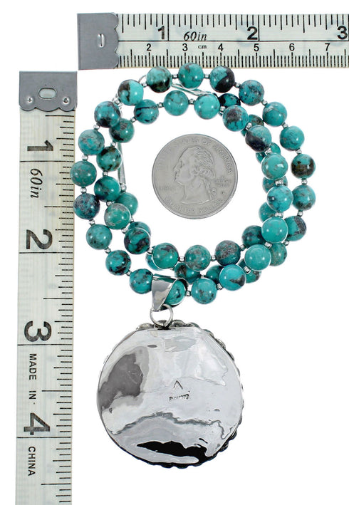 Authentic Navajo Turquoise Sterling Silver Necklace NX12323