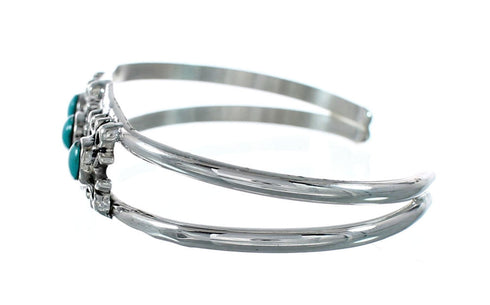 Native American Navajo Turquoise Sterling Silver Cuff Flower Bracelet NX12421
