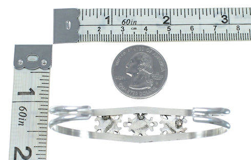 Native American Navajo Turquoise Sterling Silver Cuff Flower Bracelet NX12421