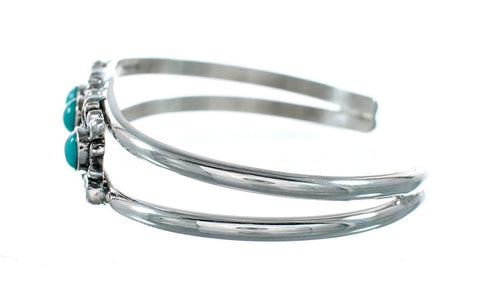 Genuine Navajo Turquoise Sterling Silver Cuff Flower Bracelet NX12420