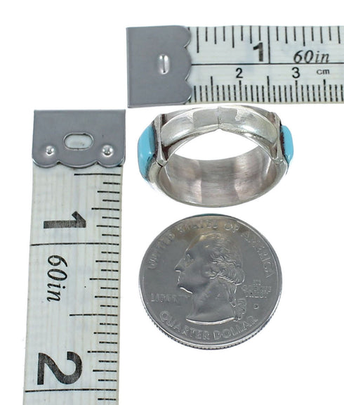 Zuni Jewelry Turquoise Inlay Sterling Silver Ring Size 8-1/2 NX12396