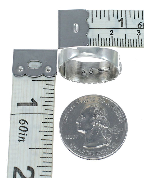 Zuni Sterling Silver Multicolor Inlay Ring Size 9-1/2 NX12412