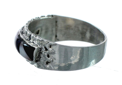 Zuni Sterling Silver Multicolor Inlay Ring Size 9-3/4 NX12413