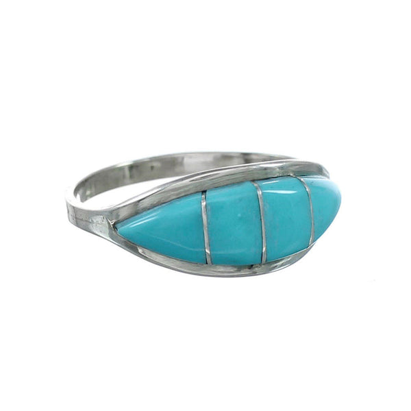Native American Zuni Sterling Silver Turquoise Ring Size 6-3/4 NX12395