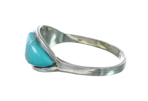 Native American Zuni Sterling Silver Turquoise Ring Size 8 NX12391