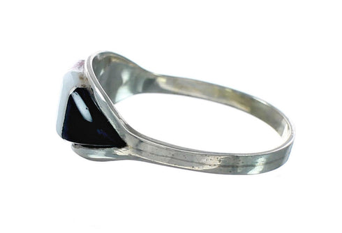 Native American Zuni Sterling Silver Multicolor Ring Size 9 NX12399