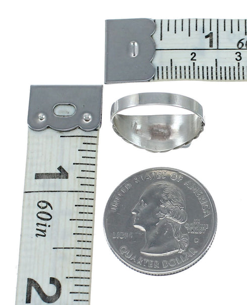 Genuine Zuni Multicolor Inlay Sterling Silver Ring Size 7-3/4 NX12406