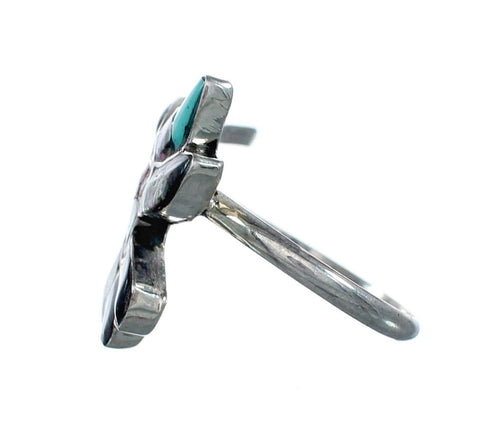 Zuni Multicolor Inlay Genuine Sterling Silver Hummingbird Ring Size 6 NX12344