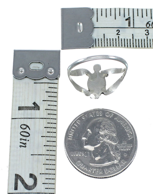 Native American Zuni Blue Opal Sterling Silver Turtle Ring Size 7 NX12361