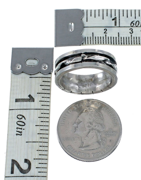 Zuni Blue Opal Inlay Sterling Silver Ring Size 9-1/4 NX12359