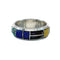 Native American Zuni Multicolor Inlay Sterling Silver Ring Size 8 NX12386