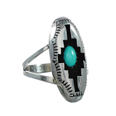 Native American Sterling Silver Turquoise Jewelry Ring Size 6-1/2 NX12334