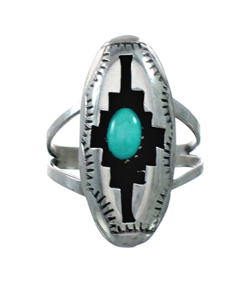 Native American Sterling Silver Turquoise Jewelry Ring Size 6-1/2 NX12334