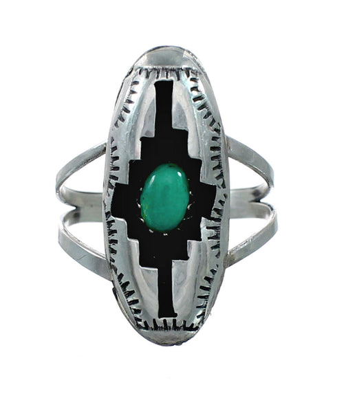 Native American Sterling Silver Turquoise Jewelry Ring Size 7 NX12335