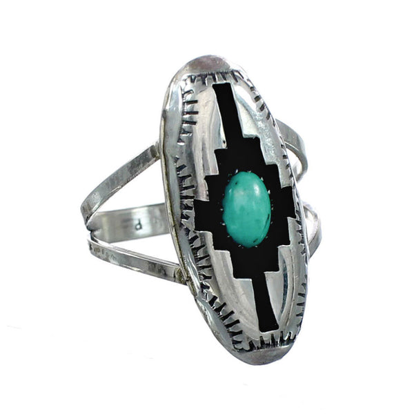 Navajo Turquoise Sterling Silver Jewelry Ring Size 7-1/4 NX12339