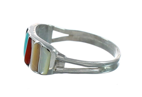 Zuni Multicolor Inlay Sterling Silver Ring Size 6-1/4 NX12349