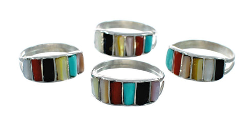 Zuni Multicolor Inlay Sterling Silver Ring Size 6-1/4 NX12349
