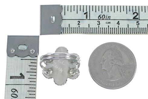 Native American Multicolor Inlay Flower Zuni Ring Size 7 NX12355