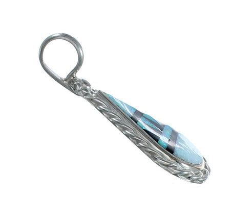 Zuni Native American Opal And Sterling Silver Tear Drop Pendant NX12414
