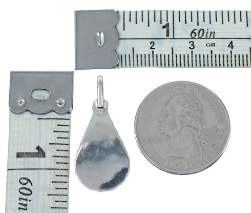 Zuni Green Opal And Sterling Silver Tear Drop Pendant NX12415