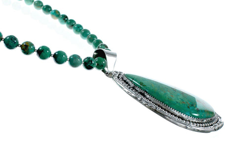 Genuine Turquoise Sterling Silver Navajo Necklace NX12429