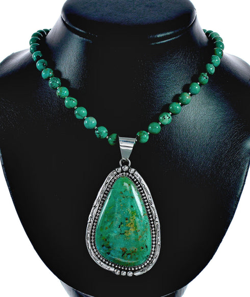 Genuine Turquoise Sterling Silver Navajo Necklace NX12429
