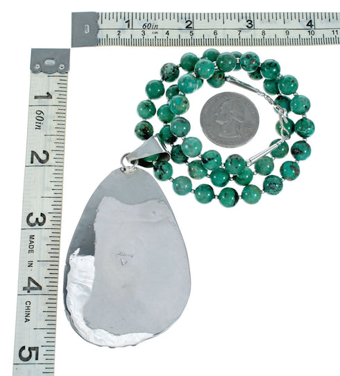 Genuine Turquoise Sterling Silver Navajo Necklace NX12429