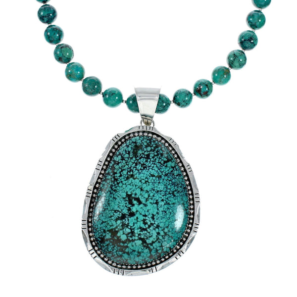 Native American Turquoise Sterling Silver Navajo Necklace NX12430