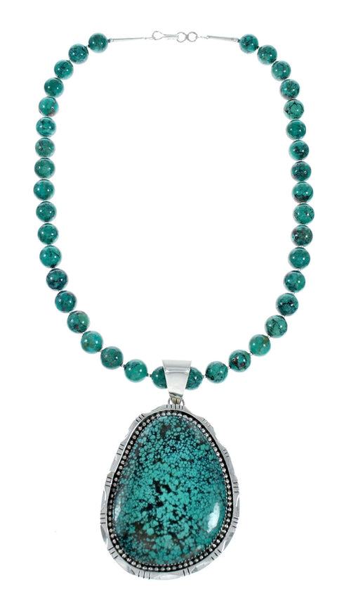 Native American Turquoise Sterling Silver Navajo Necklace NX12430