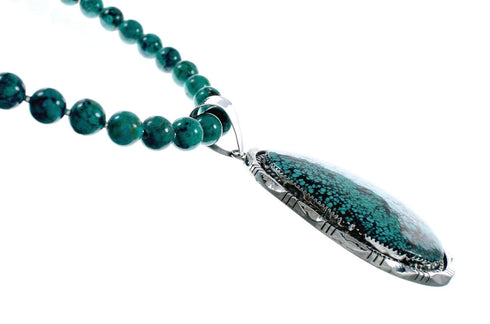 Native American Turquoise Sterling Silver Navajo Necklace NX12430