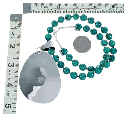 Native American Turquoise Sterling Silver Navajo Necklace NX12430