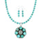 Navajo Turquoise Sterling Silver Concho Pendant Necklace Set NX12432