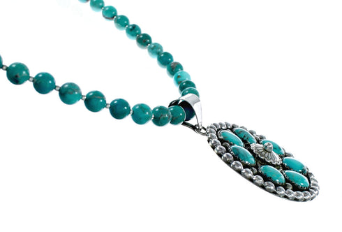 Native American Navajo Turquoise Sterling Silver Necklace Set NX12433