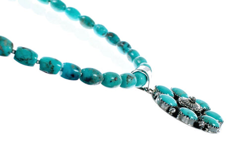 Native American Navajo Turquoise Sterling Silver Necklace Set NX12434