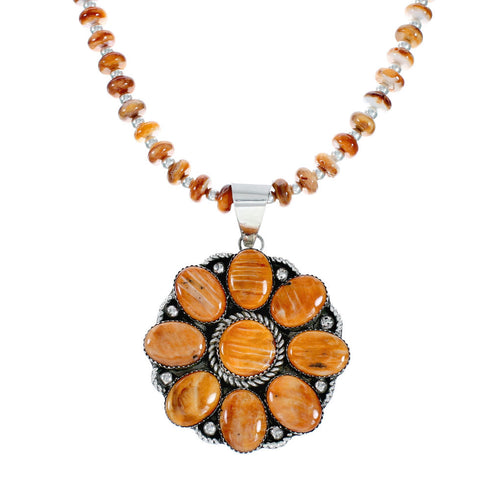 Navajo Oyster Shell Silver Bead Necklace Pendant Set NX12440