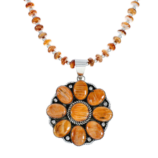 Navajo Oyster Shell Silver Bead Necklace Pendant Set NX12440