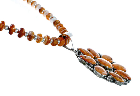 Navajo Oyster Shell Silver Bead Necklace Pendant Set NX12440