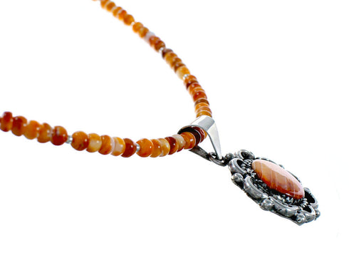 Oyster Shell Navajo Silver Necklace And Earrings Set NX12441