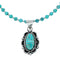 Native American Navajo Turquoise Inlay And Sterling Silver Bead Necklace And Pendant Set NX12437