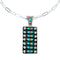 Navajo Turquoise Coral Sterling Silver Inlay Pendant Link Necklace Set NX12452