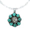 Navajo Turquoise Sterling Silver Concho Pendant Link Necklace Set NX12451