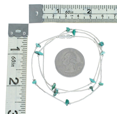 Native American Liquid Silver Turquoise Bead Necklace NX12446