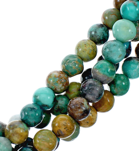 Navajo 4-Strand Sterling Silver Turquoise Bead Necklace NX12442