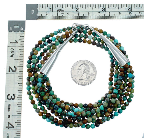 Navajo 4-Strand Sterling Silver Turquoise Bead Necklace NX12442