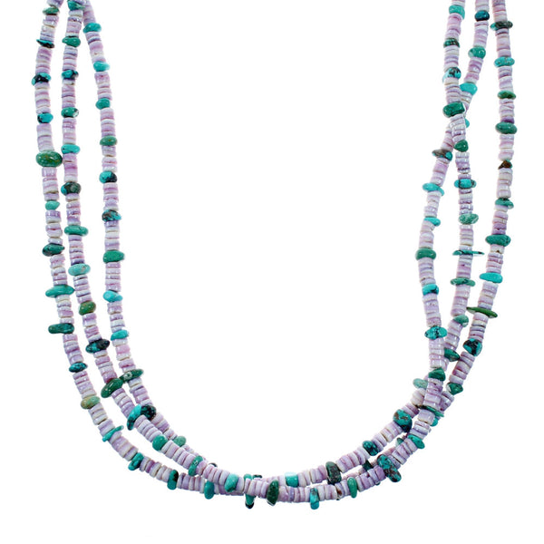 Navajo 3-Strand Multicolor Sterling Silver Bead Necklace NX12443