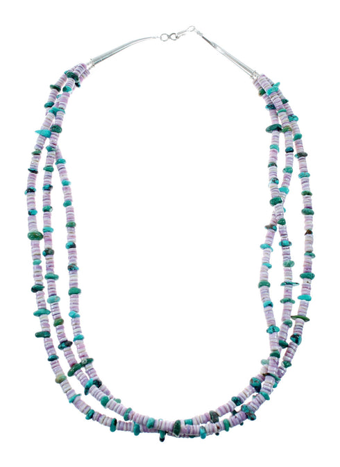 Navajo 3-Strand Multicolor Sterling Silver Bead Necklace NX12443