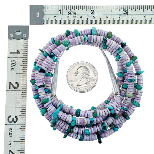 Navajo 3-Strand Multicolor Sterling Silver Bead Necklace NX12443